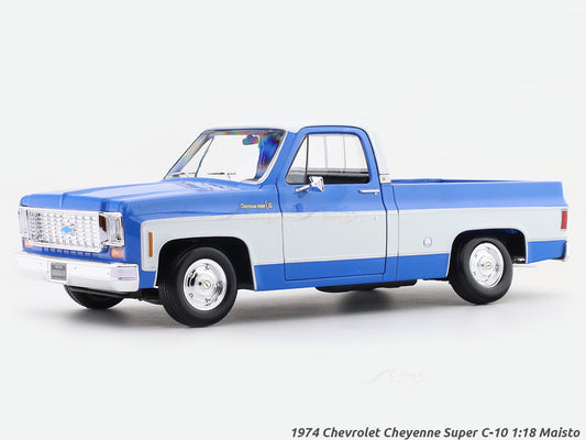 1974 Chevrolet Cheyenne Super C-10 blue 1:18 licensed diecast scale model collectible