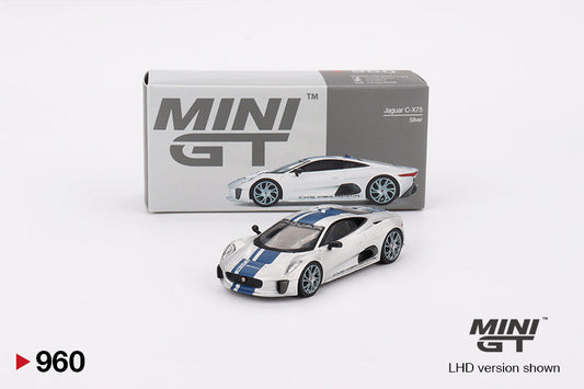 Jaguar C-X75 Silver 1:64 scale model car - Mini GT