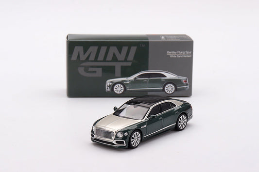 Bently Flying Spur White Sand Verdant 1:64 scale model car - Mini GT
