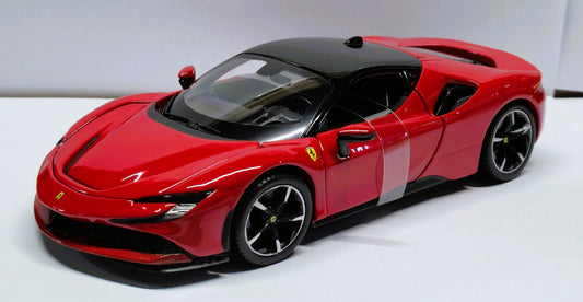 Ferrari SF90 Stradale Red Black 1/24 Diecast Model Car by