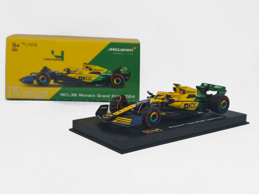 Mclaren Team MCL38 Formula 1 2024 Lando Norris 1:43 scale model car with Acrylic case