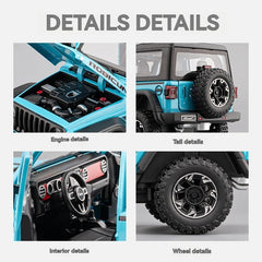 1:24 Jeep WRANGLER RUBICON Off-road with Sound and Light Pullback open door Metal Car Model