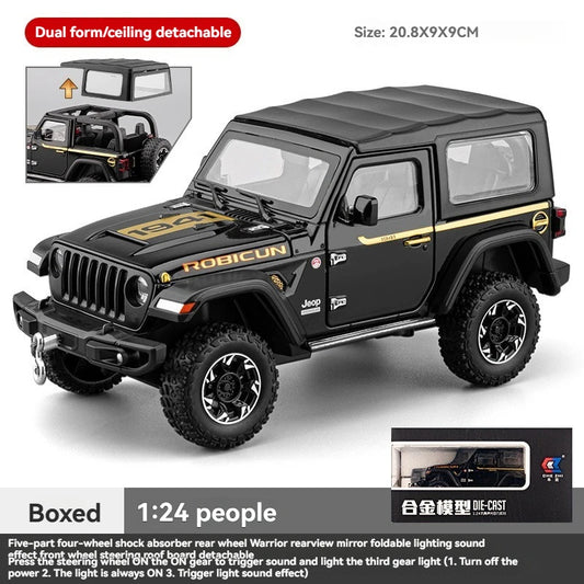 1:24 Jeep WRANGLER RUBICON Off-road with Sound and Light Pullback open door Metal Car Model