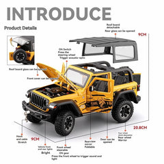 1:24 Jeep WRANGLER RUBICON Off-road with Sound and Light Pullback open door Metal Car Model