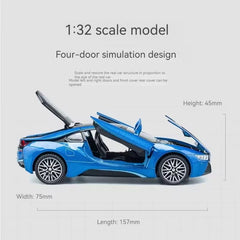 1:32 BMW I8 Toy Car Metal Pull Back Diecast Car Multicolor