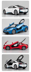1:32 BMW I8 Toy Car Metal Pull Back Diecast Car Multicolor