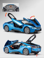 1:32 BMW I8 Toy Car Metal Pull Back Diecast Car Multicolor
