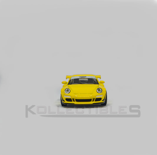 Porsche Rwb 997 yellow 1:64 scale model car- Xcartoys x Poprace
