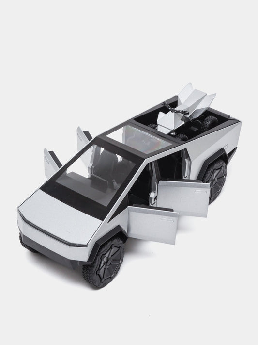 Tesla Cybertruck Trailer Camper 1:32 Diecast Scale model GREY